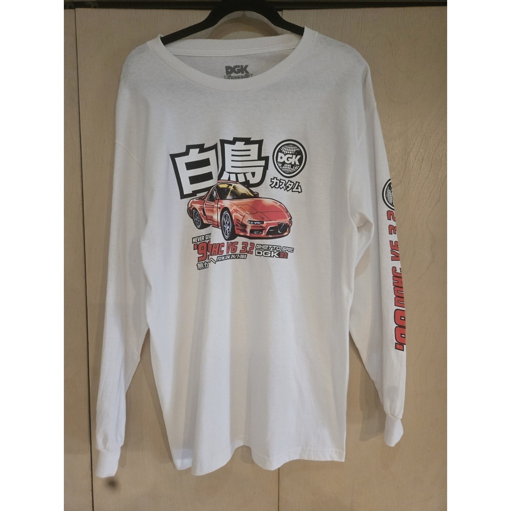 DGK JDM Long Sleeve T Shirt Men's XL White Graphic Honda NSX Japanese Streetwear